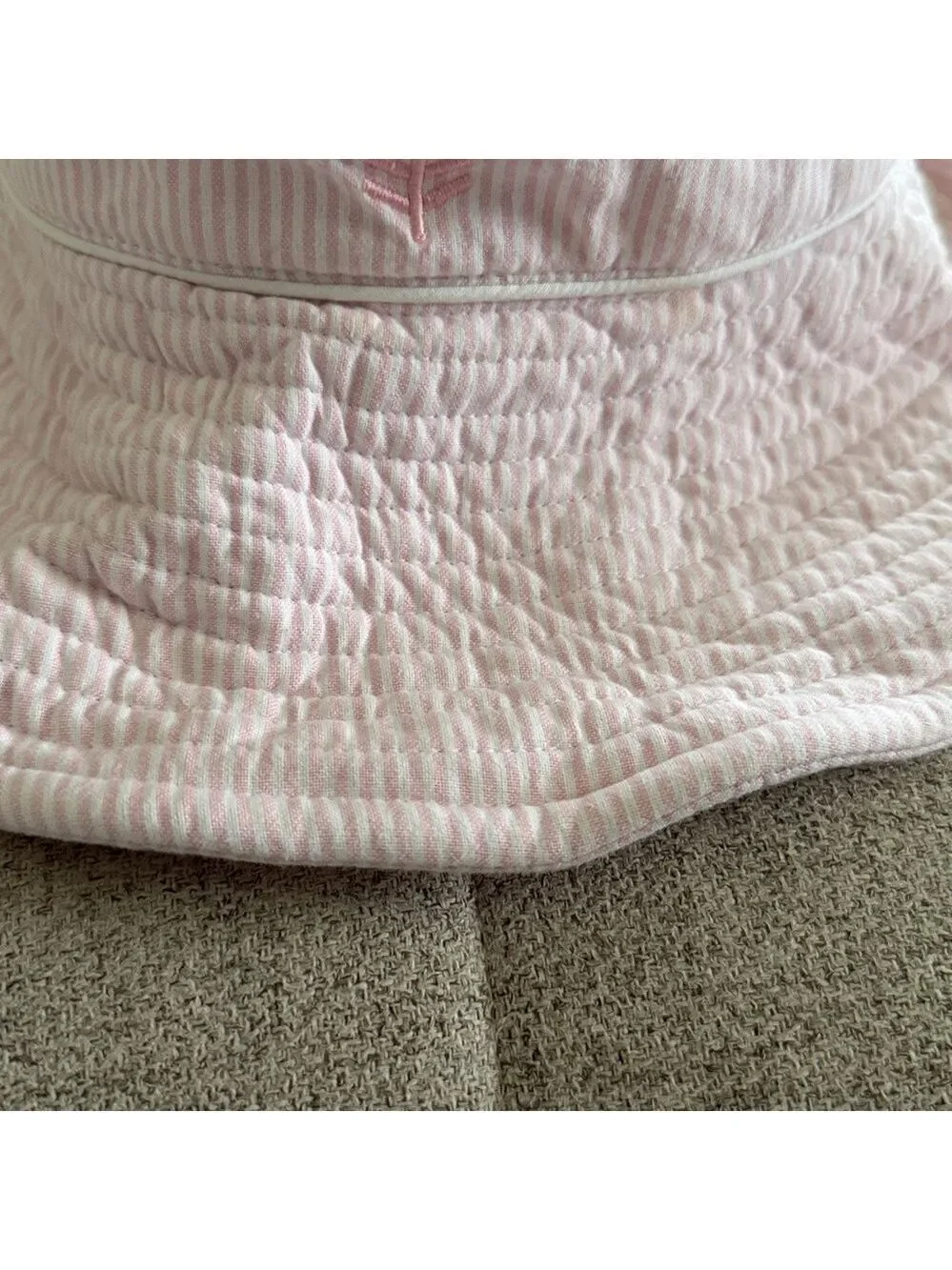 Coolibar Girls UPF 50+ Sun Hat Pink White S/M Beach Travel